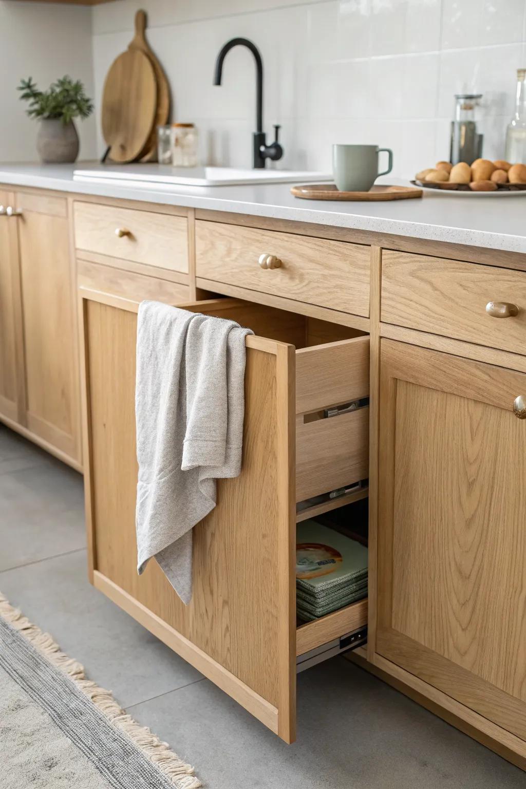 Shallow-depth cabinets keep galley walkways comfy—without giving up smart storage.