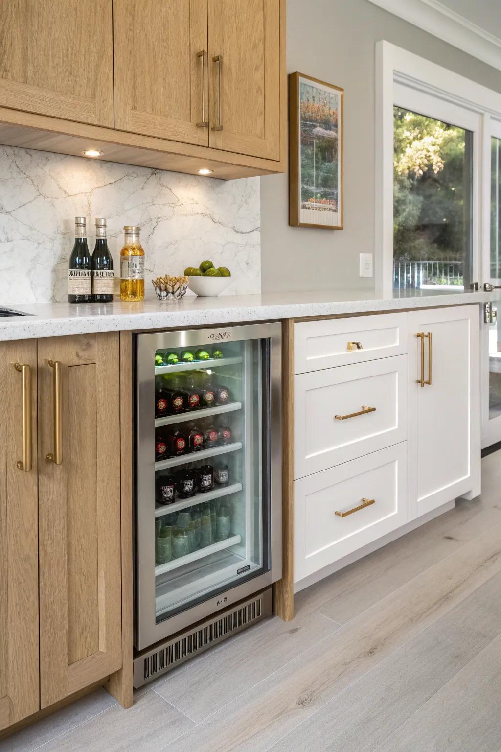 Plan the cooler bay like cabinetry—clean lines, perfect fit, and a seamless modern bar look.