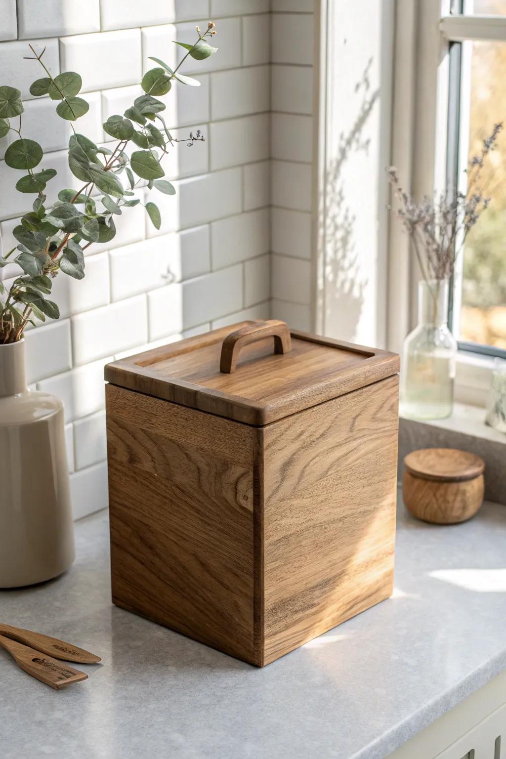 Tiny wooden compost caddy—turn kitchen scraps into a beautiful, low‑waste habit.