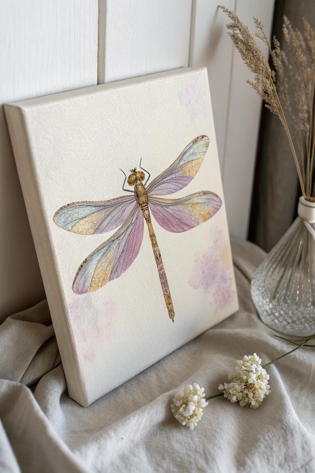 Elevate your space with the ethereal beauty of one stroke dragonfly artistry.