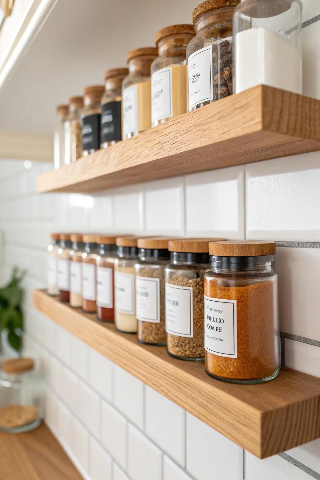 A shallow 4–6 inch spice run keeps every jar in sight—no more bottles lost behind tall items.