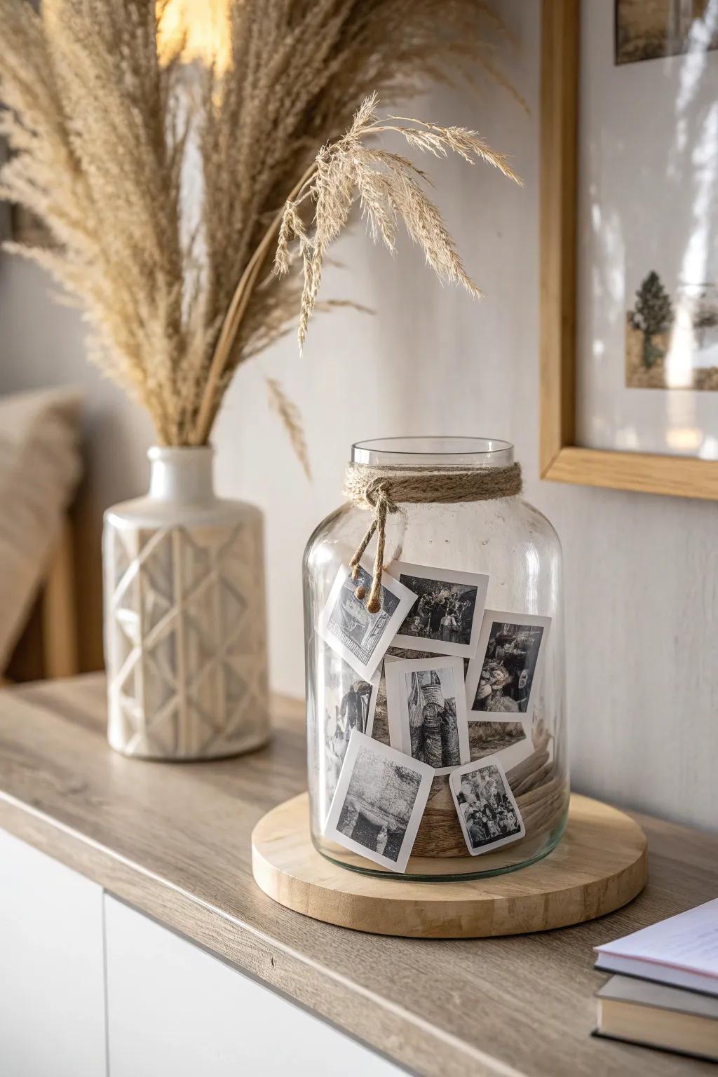 Elevate your photo display with the charm of 3D elegance in a jar.