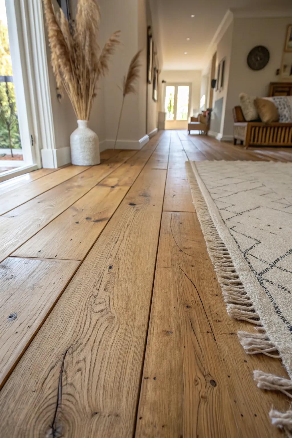 Wide-plank wood floors add calm, length, and that authentic lived-in grain to a ranch home.