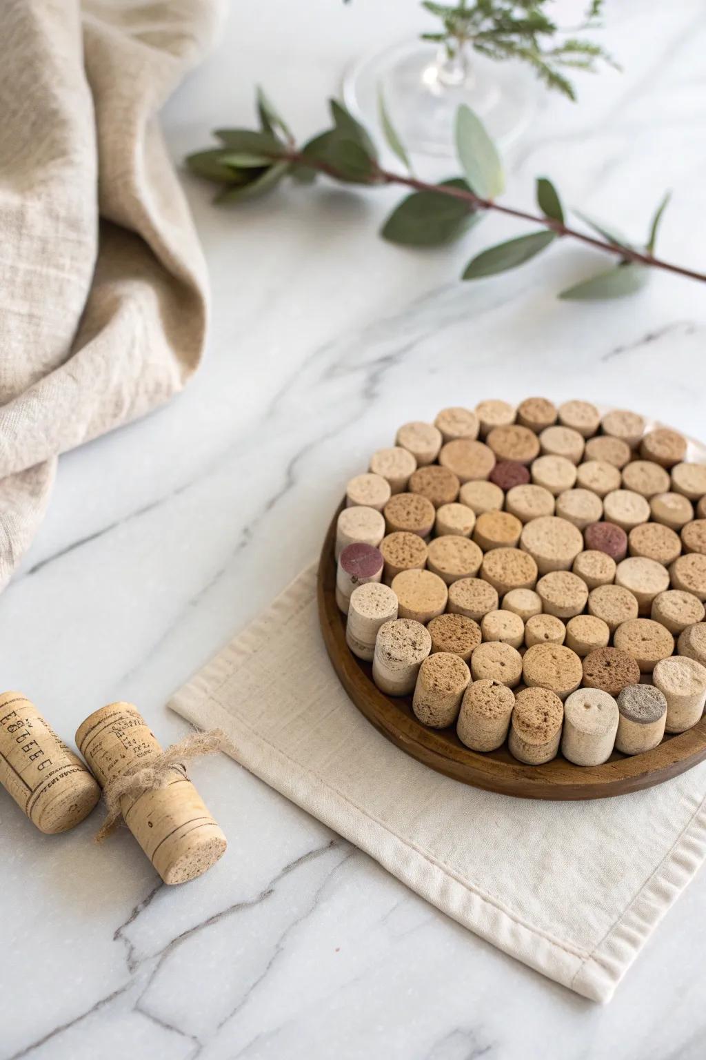 Crafted with memories: Transform wine corks into a chic, minimalist kitchen accessory.