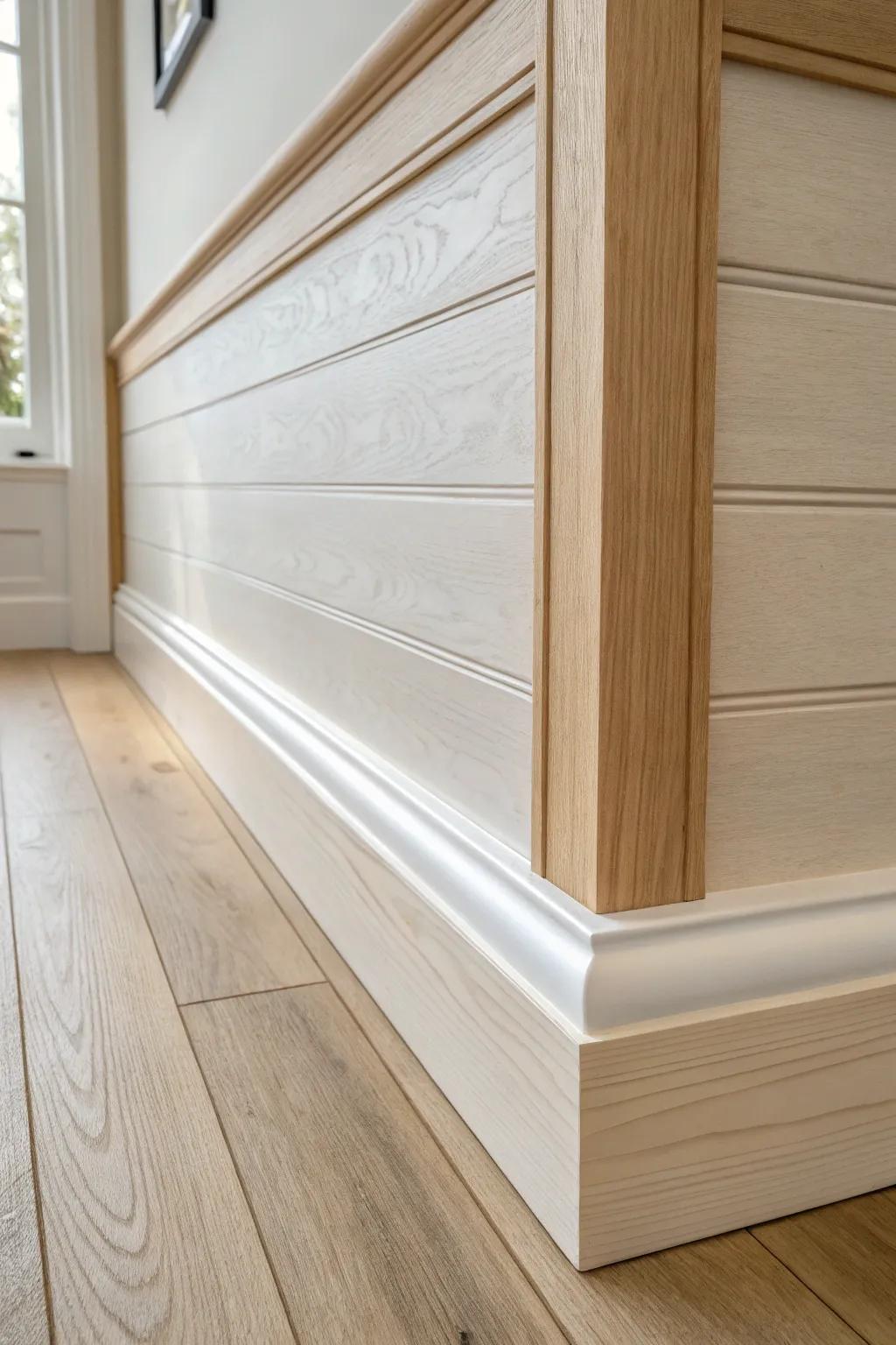 A crisp shadow gap reveal makes shiplap and trim feel like a sleek floating panel.