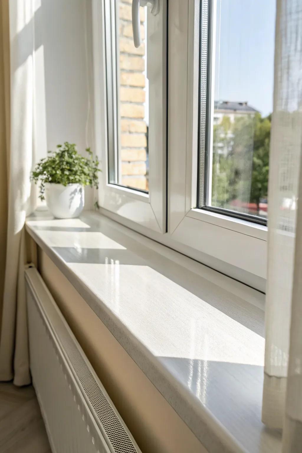 High-gloss sill magic—bounce light deeper into your space with a sleek, handcrafted shine.