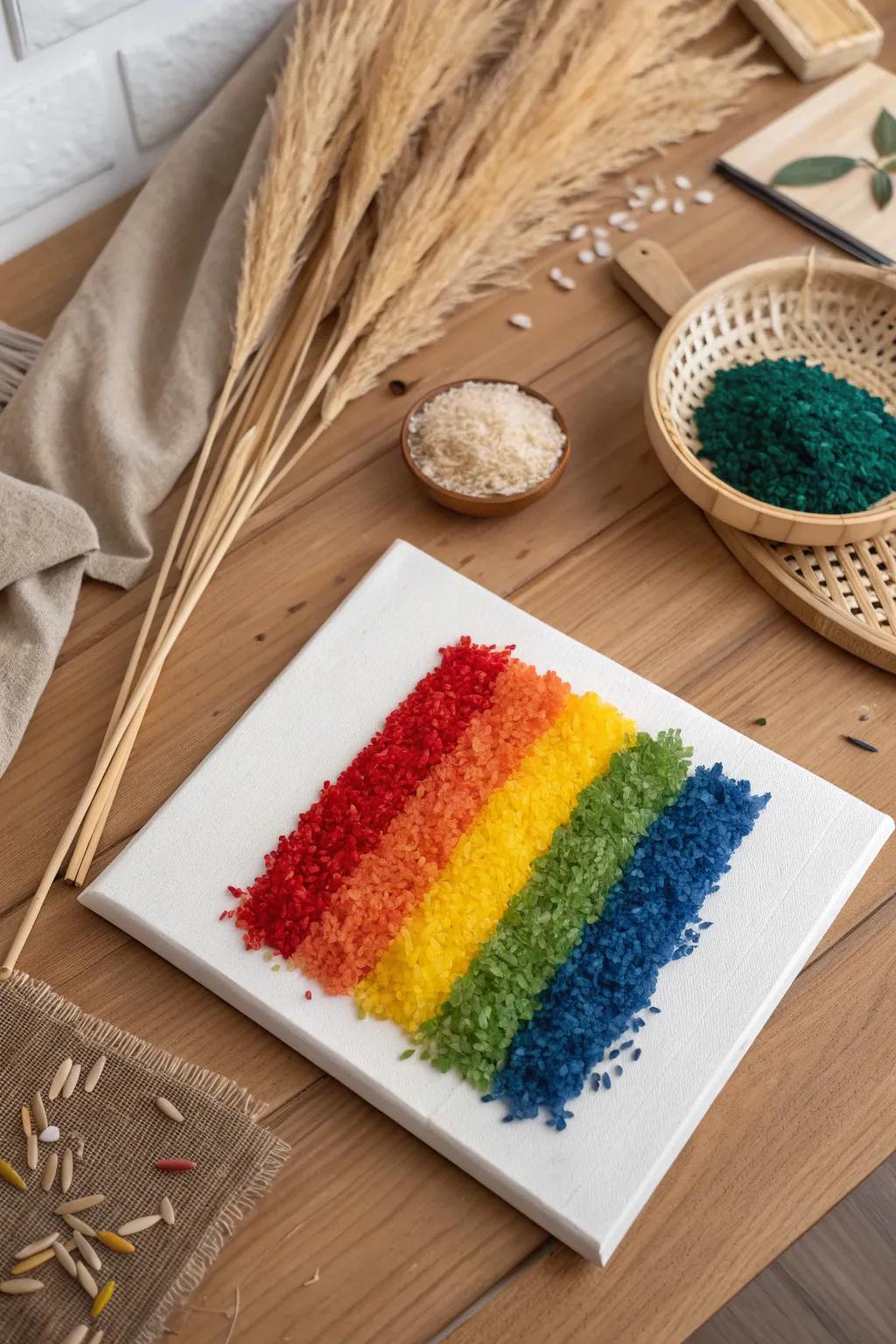 Unleash your toddler's creativity with vibrant Rainbow Rice Art! 🌈✨ #DIYKidsCrafts #ScandiBoho