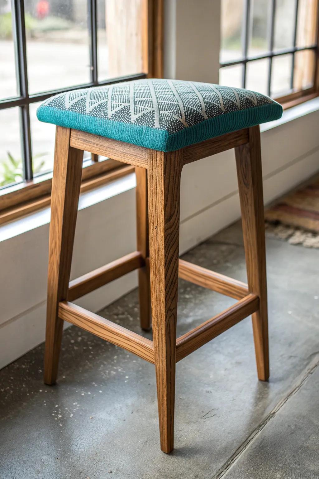 Textured concrete underfoot: matte, grippy, and gorgeous next to warm wood bar stools.