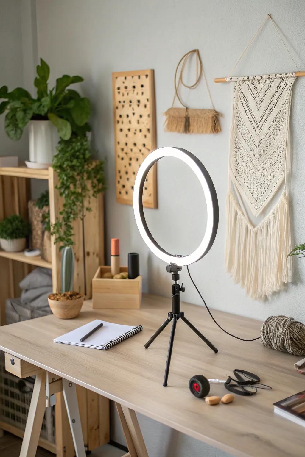 Illuminate your creativity with a ring light—perfect for capturing every intricate detail in your craft room.