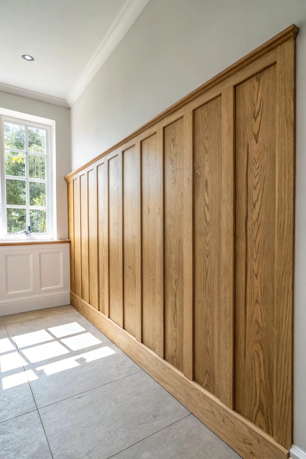 Extra-tall baseboard + board and batten = a polished, intentional bathroom finish.