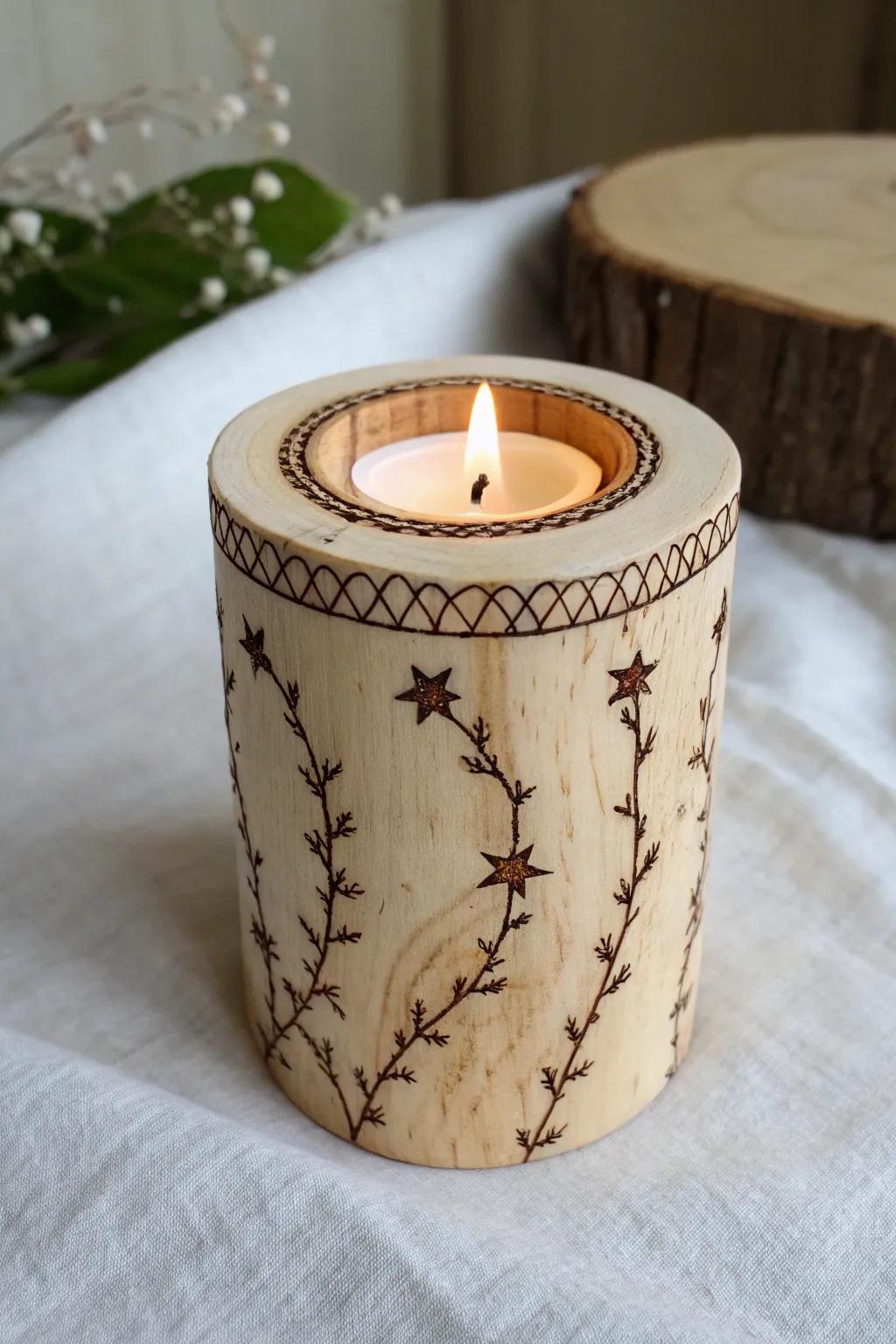 Burnt vine & star details that glow by candlelight—minimal, cozy, and beautifully handcrafted.