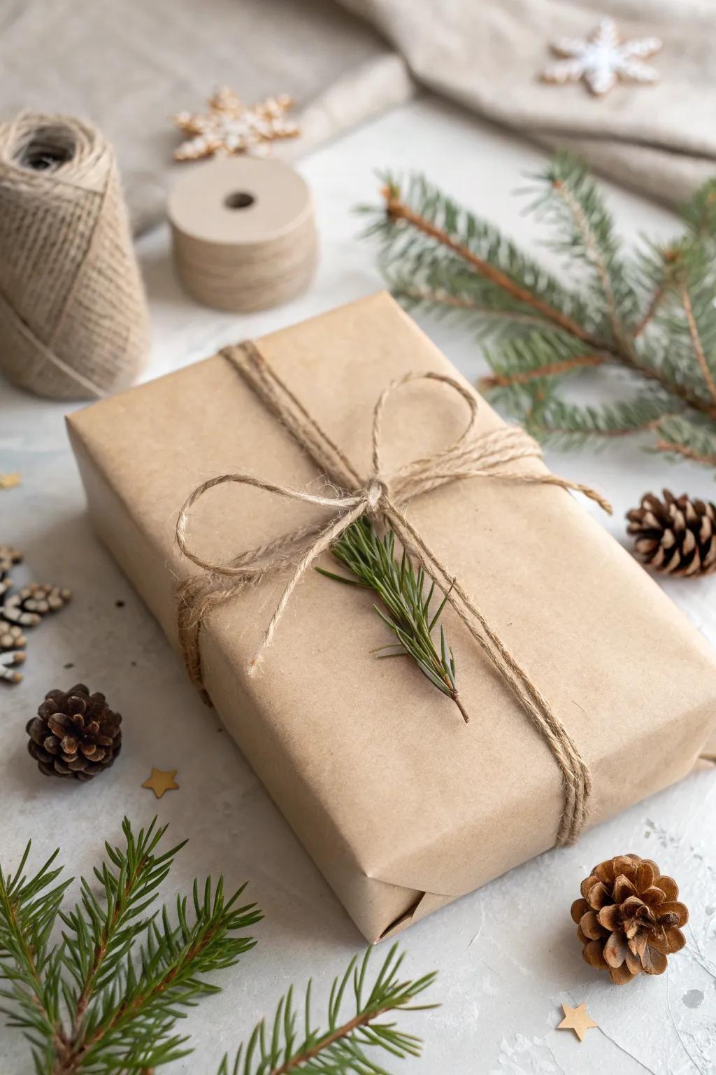 Embrace the beauty of simplicity with nature-inspired gift wrapping.