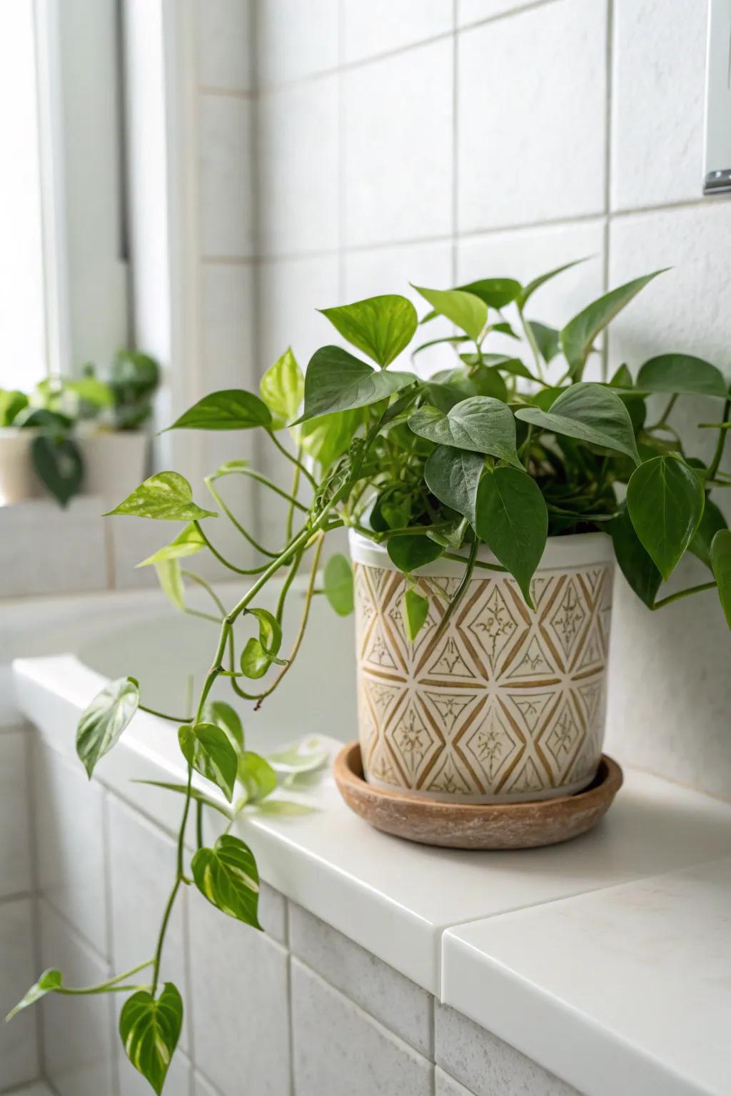 Bring life to your bathroom with a touch of greenery. 🌿 #MinimalistBeauty #GreenRefresh