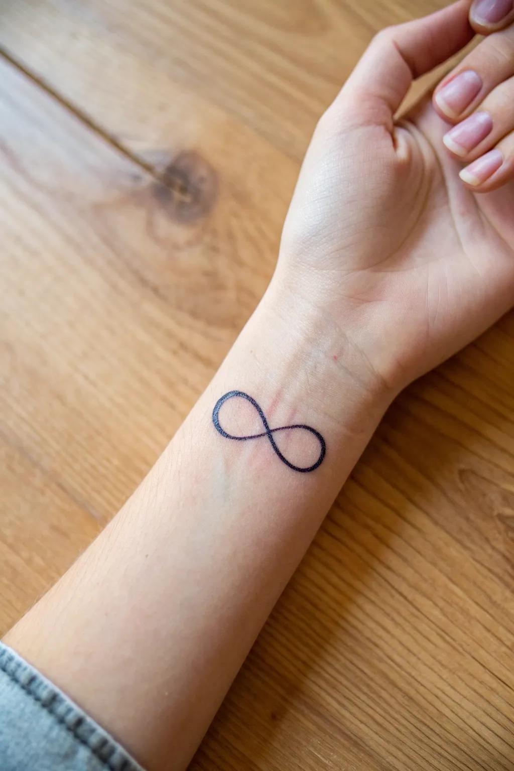 Endless possibilities captured in a single elegant loop. #InfinityTattoo #MinimalistArt