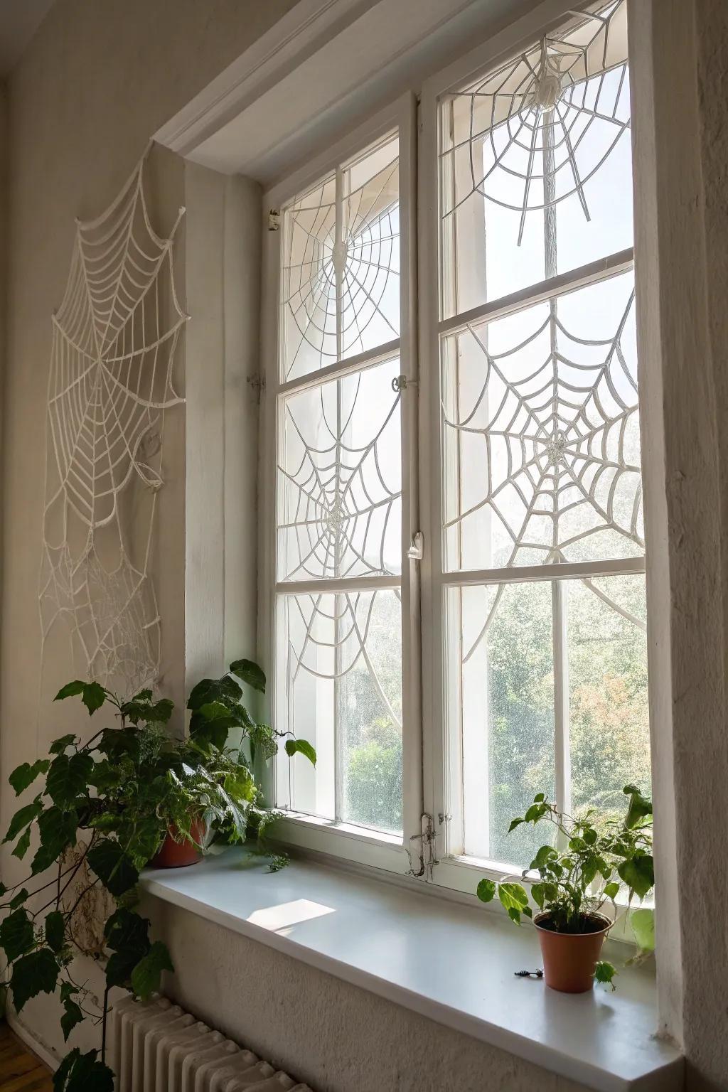 Add a touch of Halloween charm with these beautifully crafted spiderwebs for your windows. Simple yet striking!
