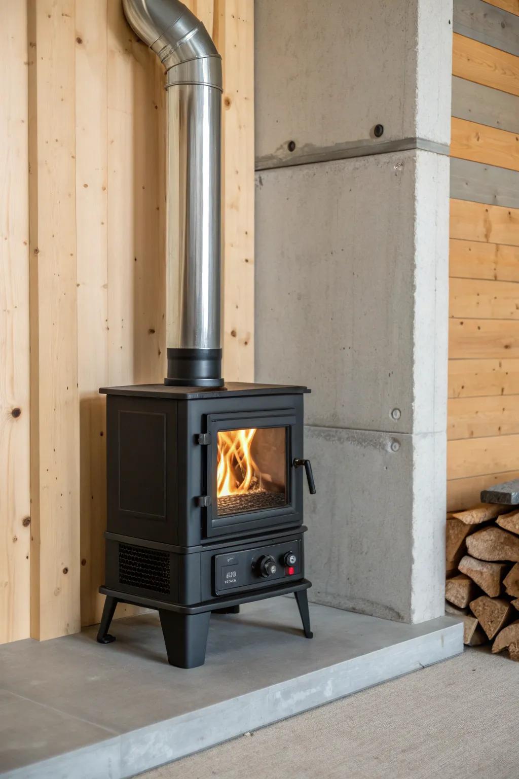 Add an outside-air intake to your garage wood stove for cleaner starts and less smoke