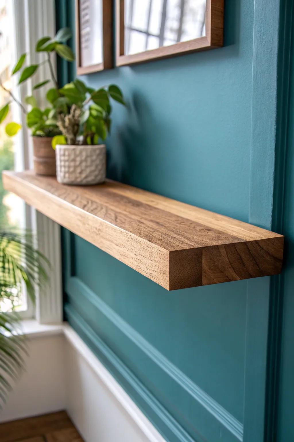 Scrap-wood riser: the simple way to add depth and elevate high-shelf styling.
