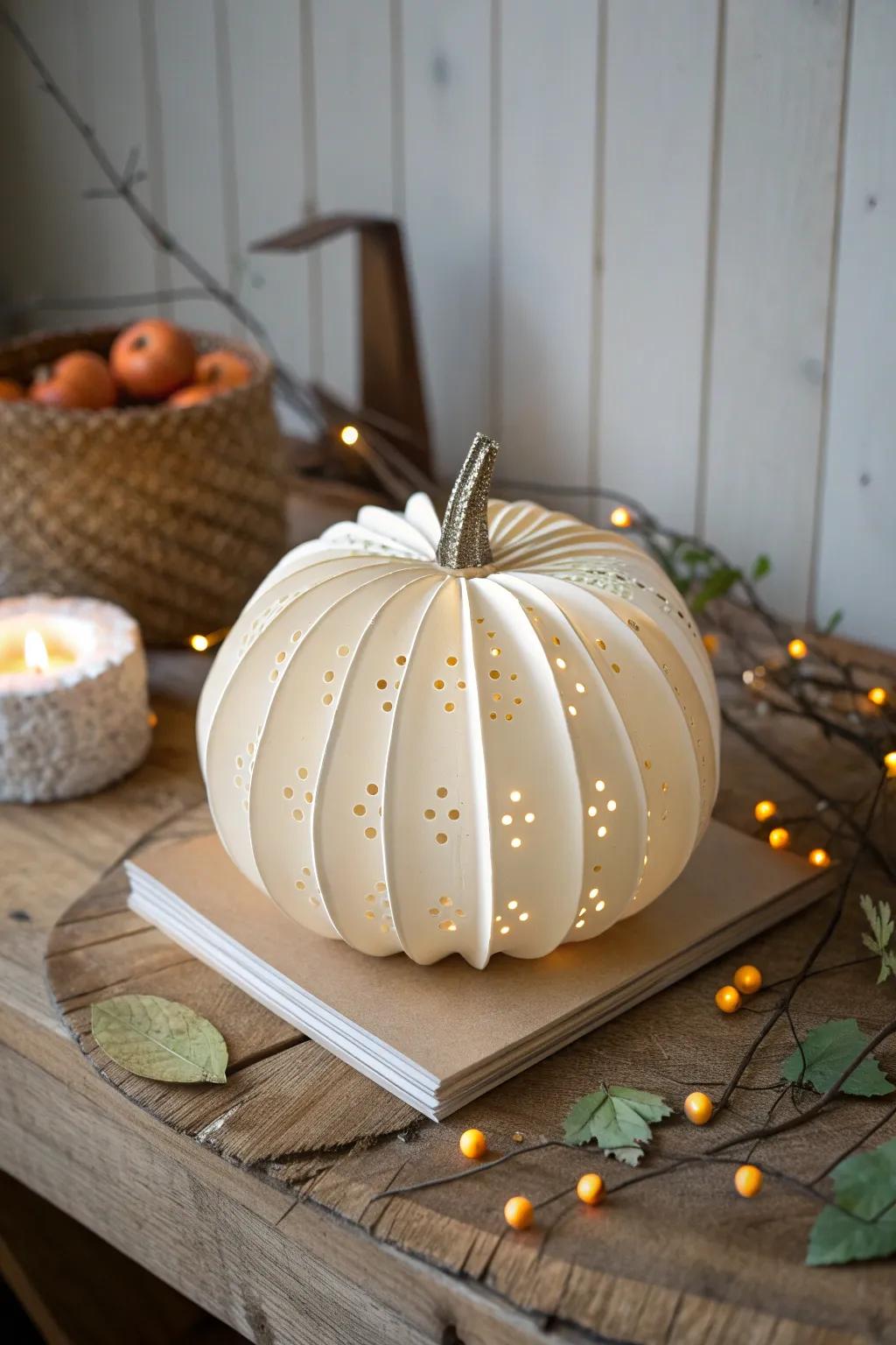 Illuminate your autumn decor with a magical, glowing paper pumpkin.