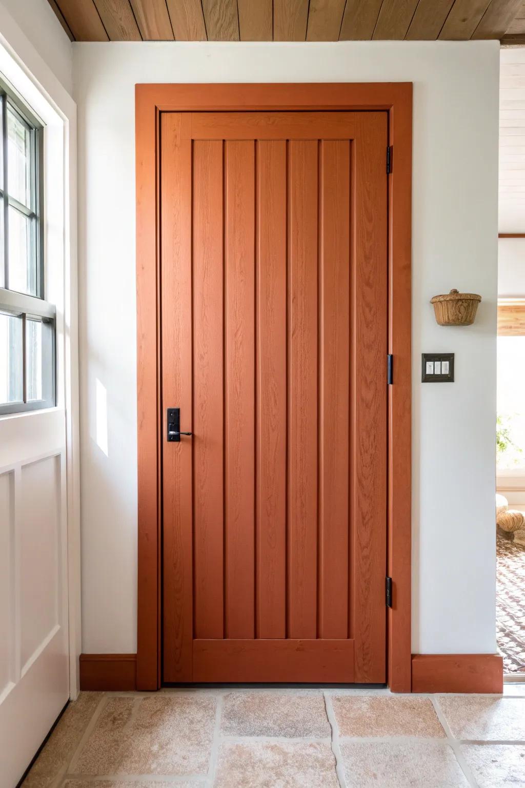 Budget board-and-batten basement door: crisp lines, bold color, and luxe texture in one weekend.