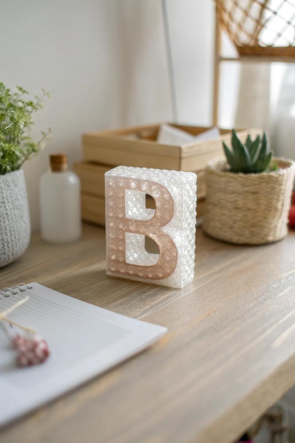 Elevate your craft with a Bubble Wrap B, where texture meets simplicity in a Scandinavian-Boho style.