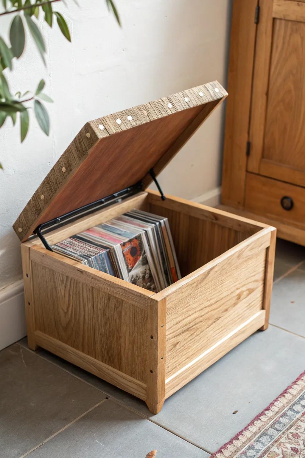 A lift-top ottoman hides a whole season of magazines—cedar-lined, tidy, and fresh.