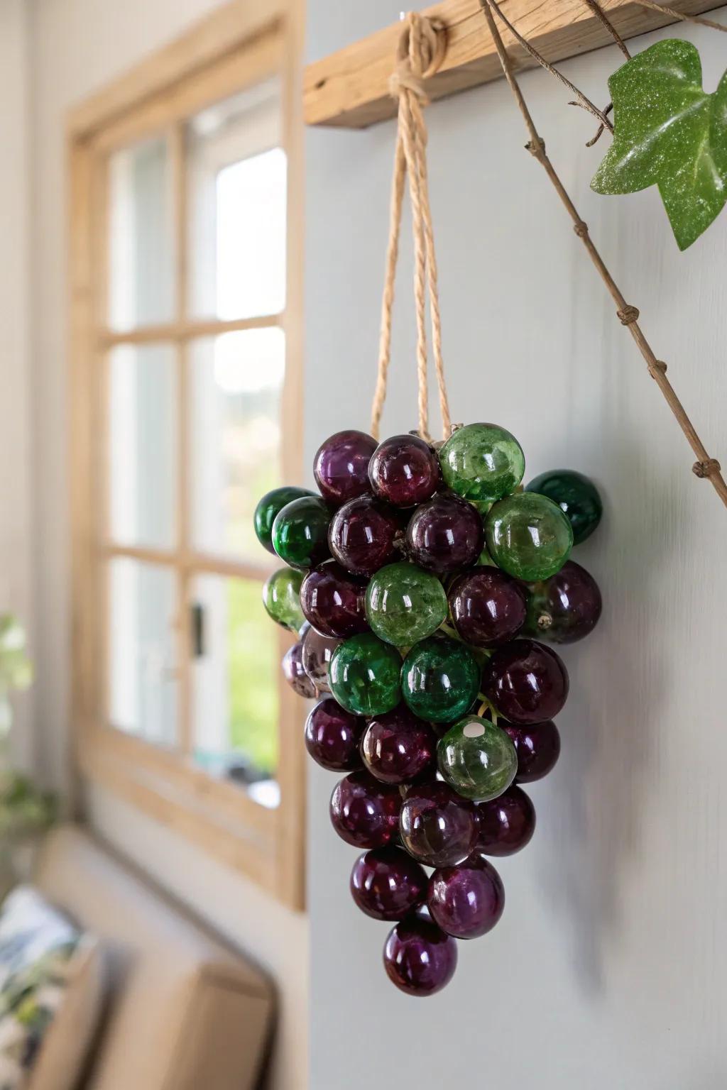 Add a touch of vintage elegance to your decor with these stunning marble grape cluster ornaments.