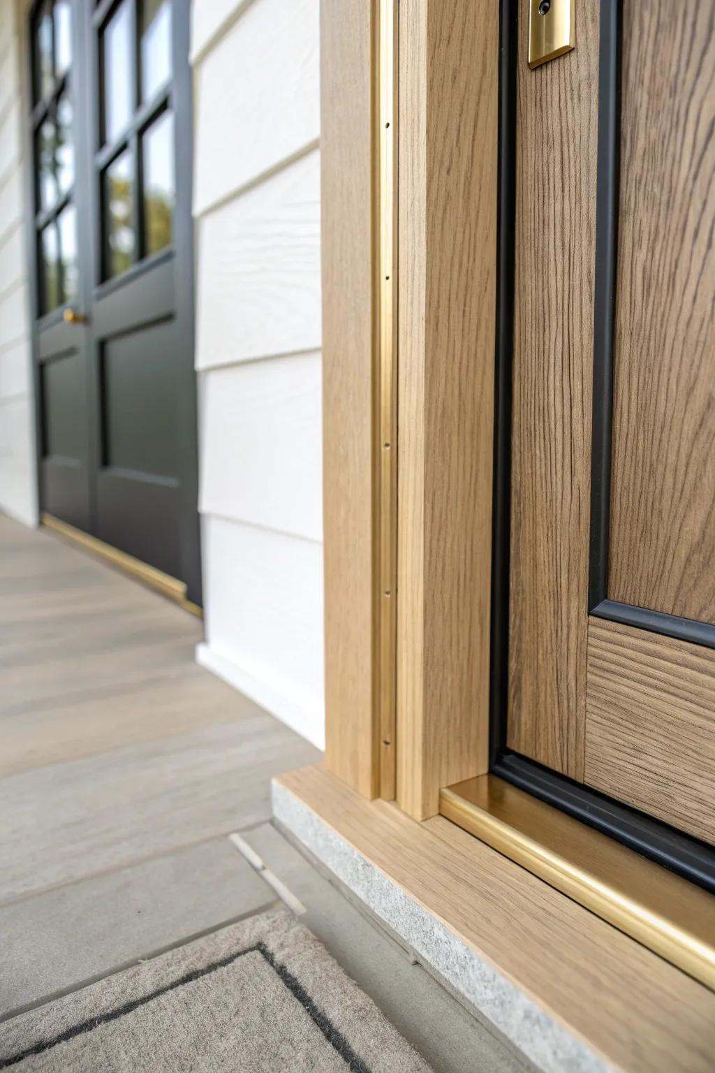 A slim metal reveal in the trim adds a modern, architectural edge to your front door.