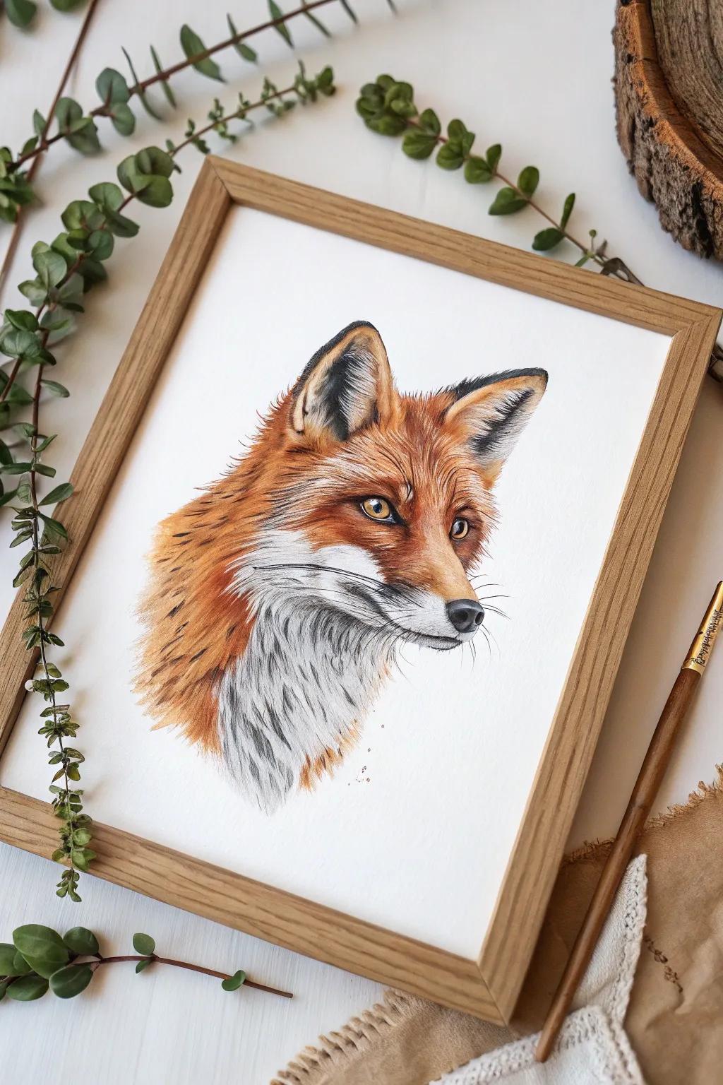 Capture the wild beauty of nature with this stunning fox portrait—where minimalism meets vibrant artistry.
