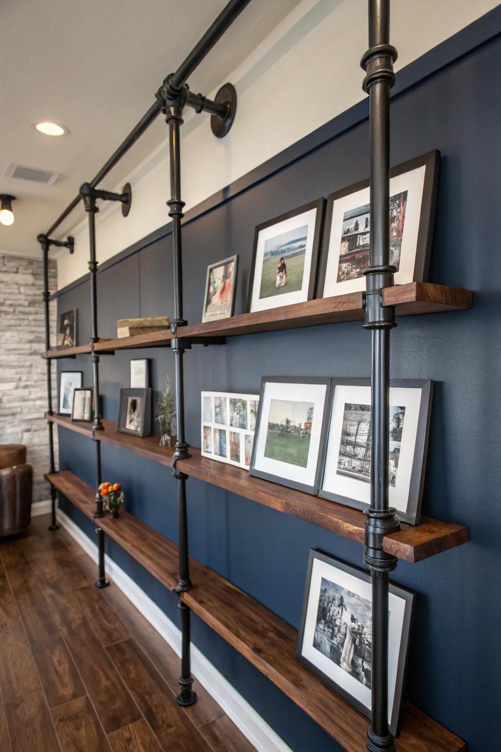 Elevate your space with the perfect blend of industrial charm and personal flair. #PipeShelfGallery