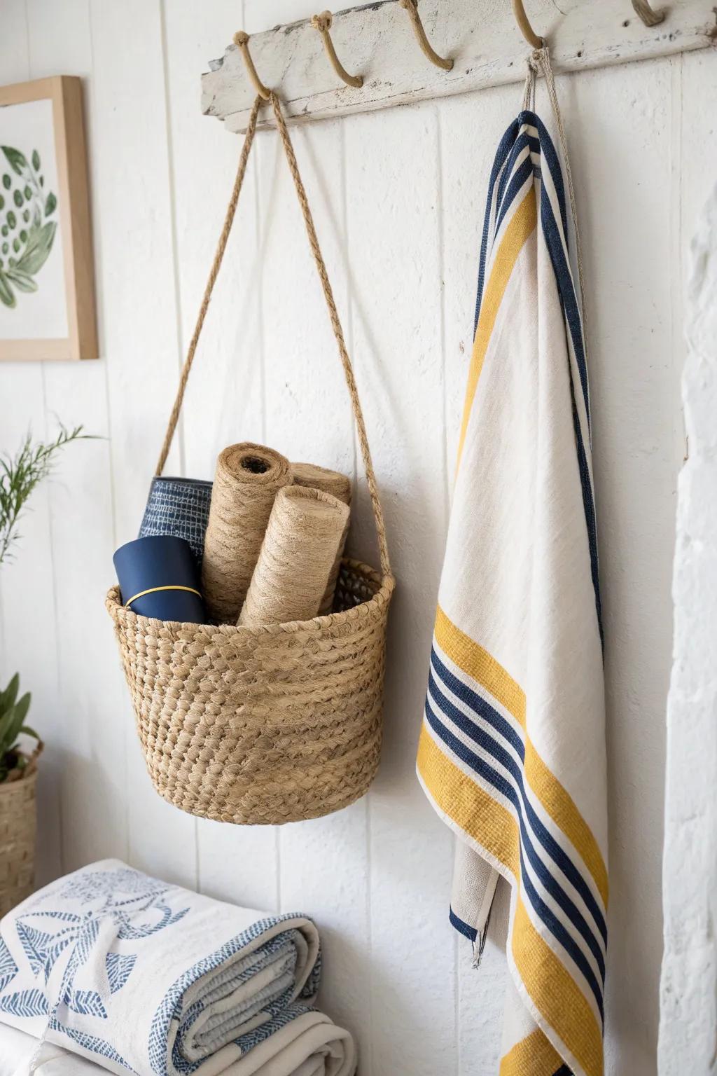 Elevate your dining space with a touch of artistry: chic wall pockets for stylish placemat storage.