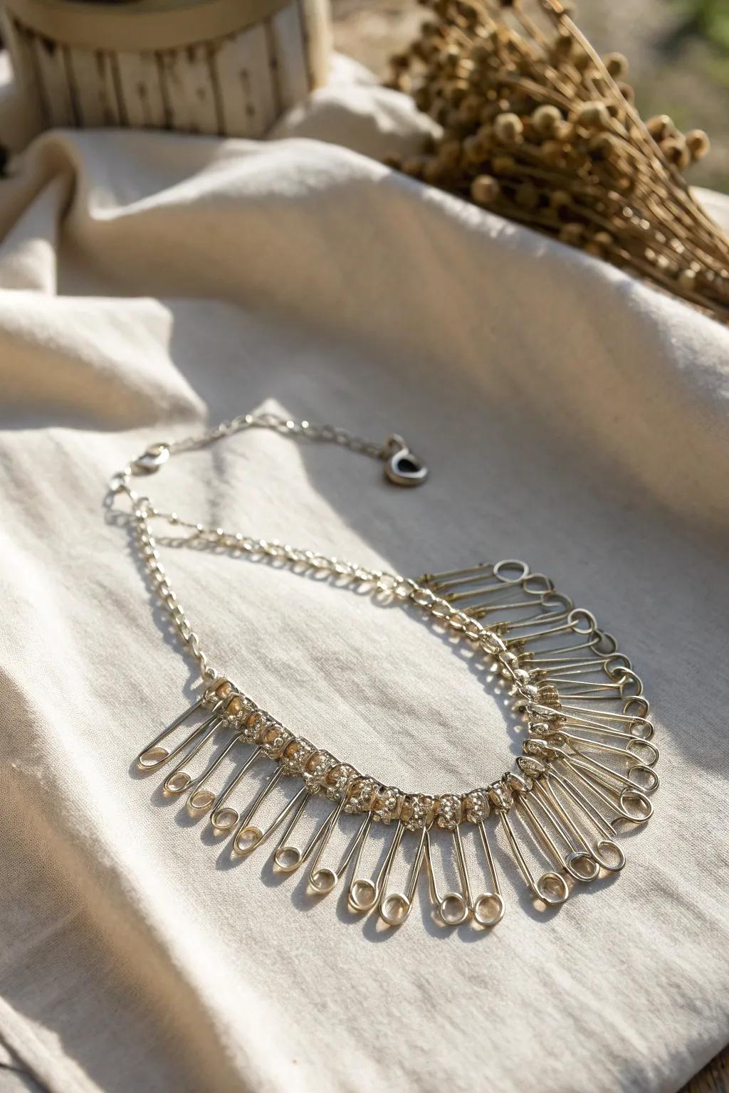 Turn the ordinary into extraordinary with safety pin statement jewelry—where industrial meets elegance.