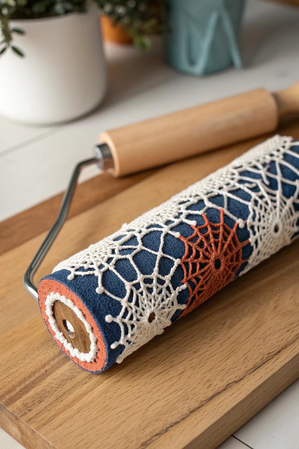 Transform your art with a touch of nature's elegance: DIY spiderweb paint roller magic.