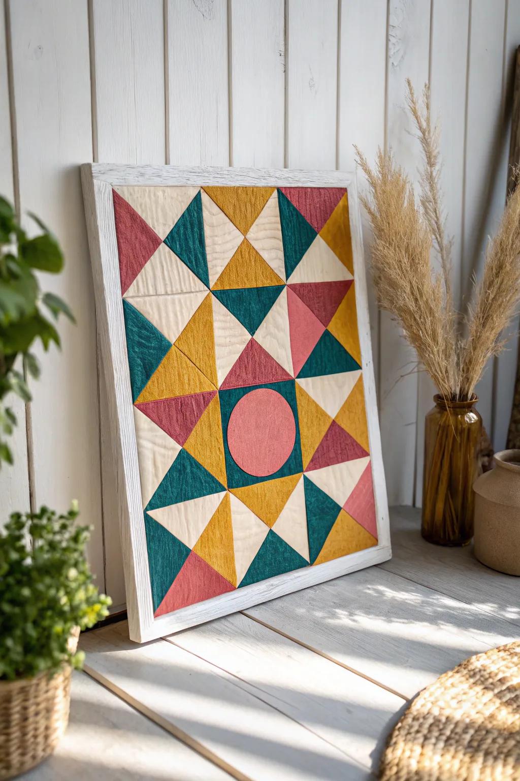 Embrace the art of simplicity with a bold geometric tissue paper collage. Perfect for adding a chic touch to your space! #GeometricElegance #MinimalistArt