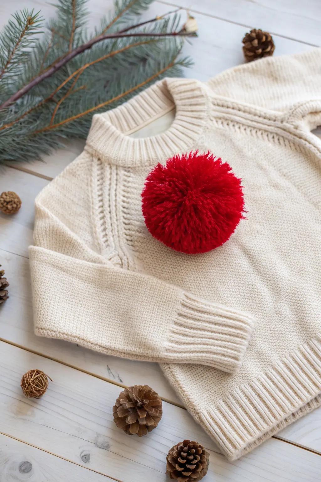 Add a playful pop to your holiday wardrobe with a simple yet striking Rudolph's nose design!