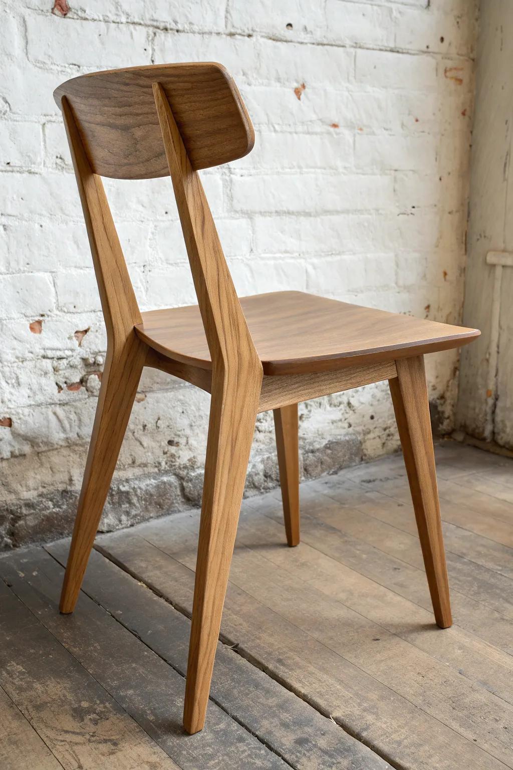 Asymmetrical legs, perfectly level seat—bold craftsmanship in clean Scandinavian style.