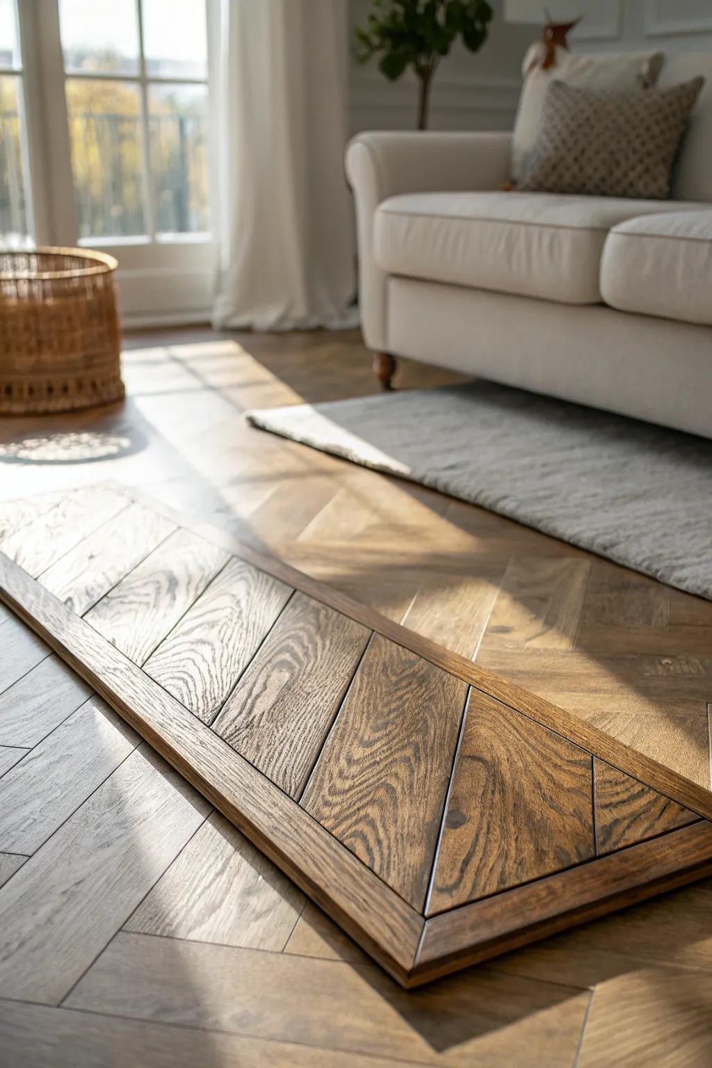 Hand-scraped oak floors: old-world warmth that beautifully bridges modern living rooms.