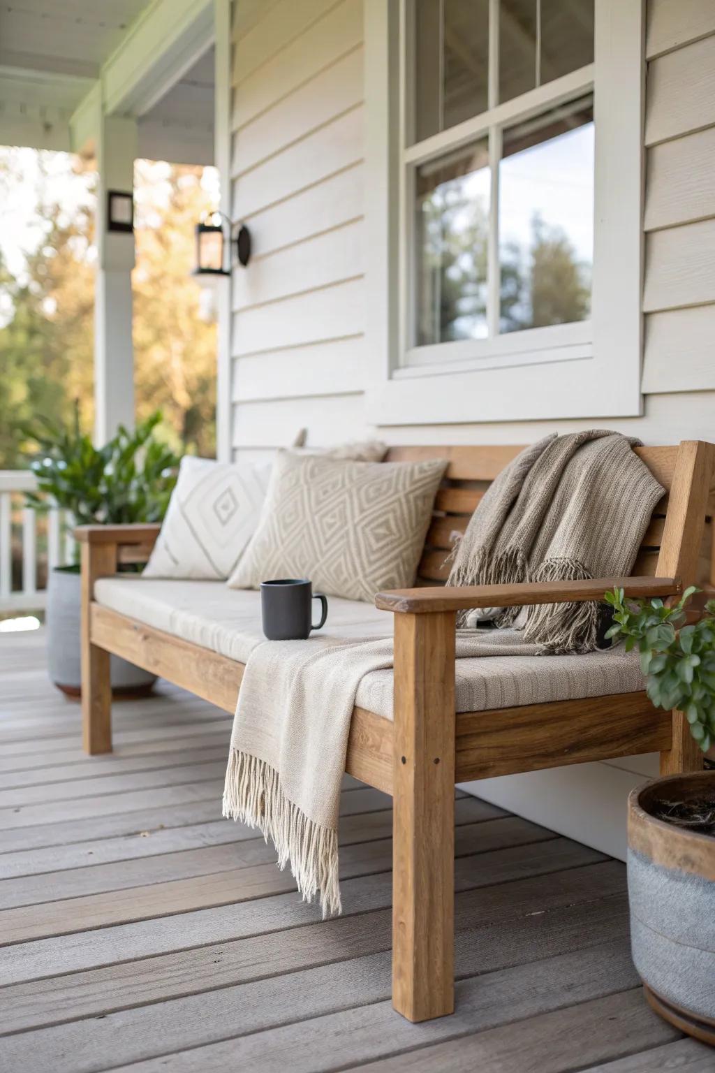 A covered porch makes a 12x32 tiny house feel bigger—perfect for coffee, boots, and slow mornings.
