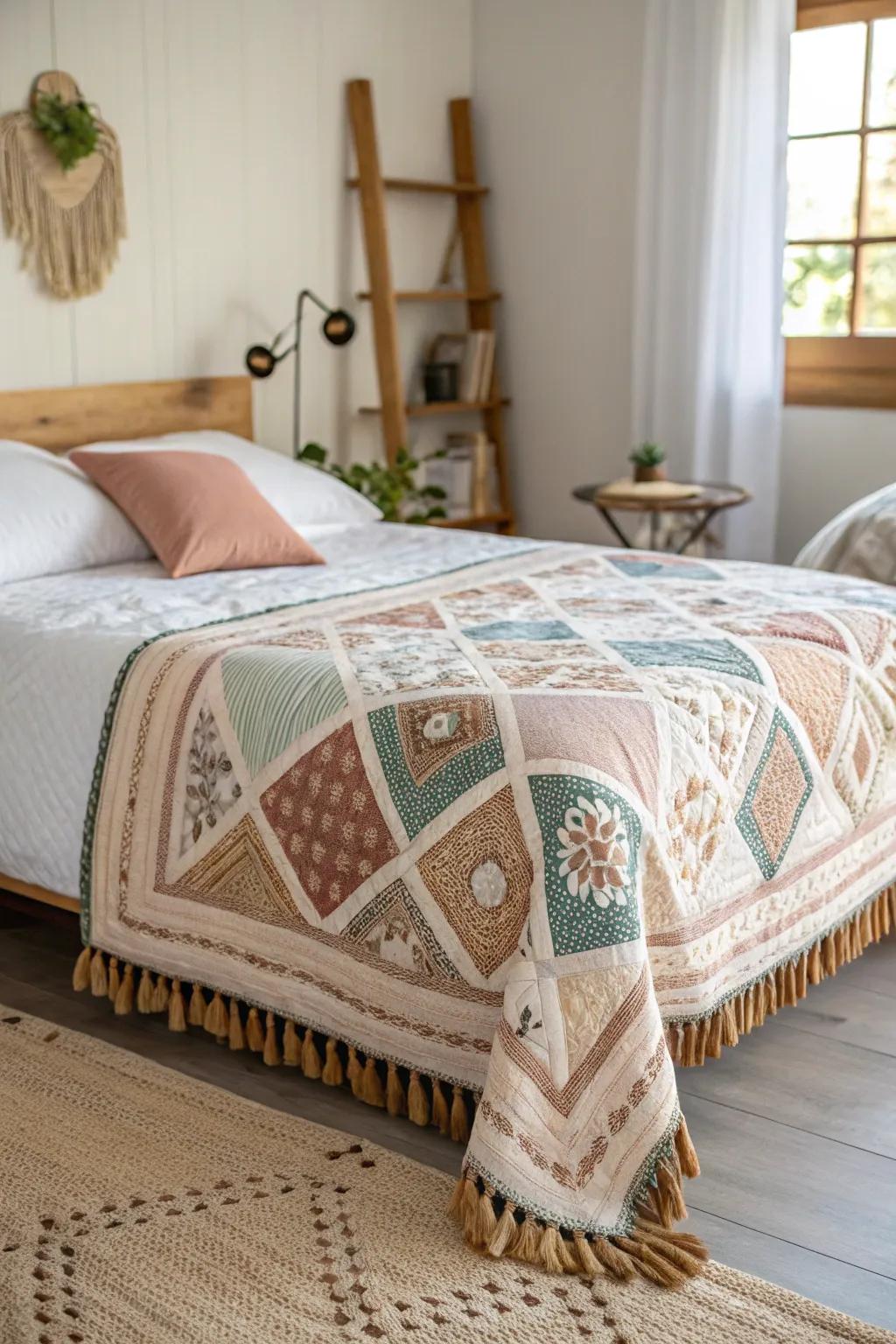Wrap yourself in the warmth of artisan craftsmanship with this stunning quilt, where simplicity meets natural beauty.
