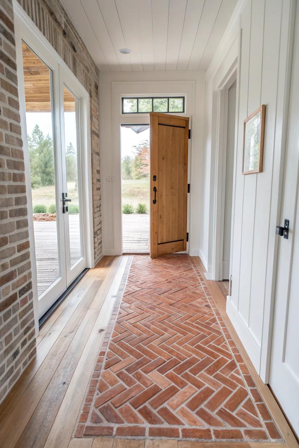 Brick paver entry inset: a beautiful built-in boot zone that protects your barndominium floors.