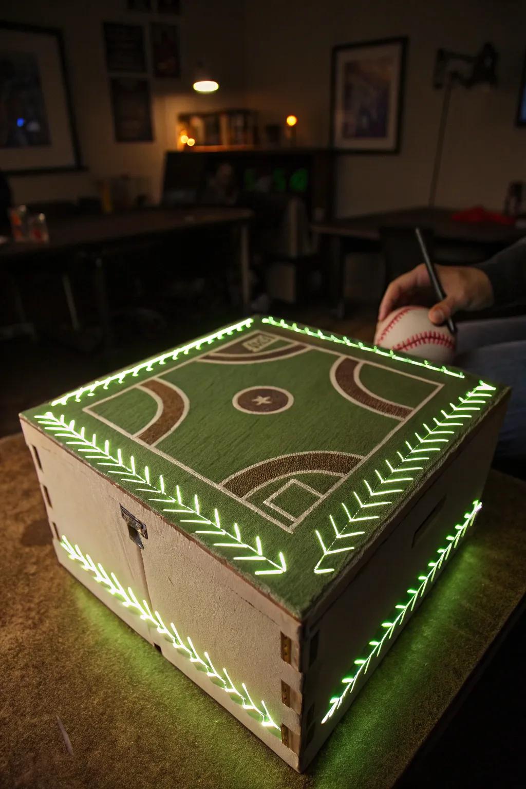 Illuminate your love for the game with this glow-in-the-dark baseball Valentine box.