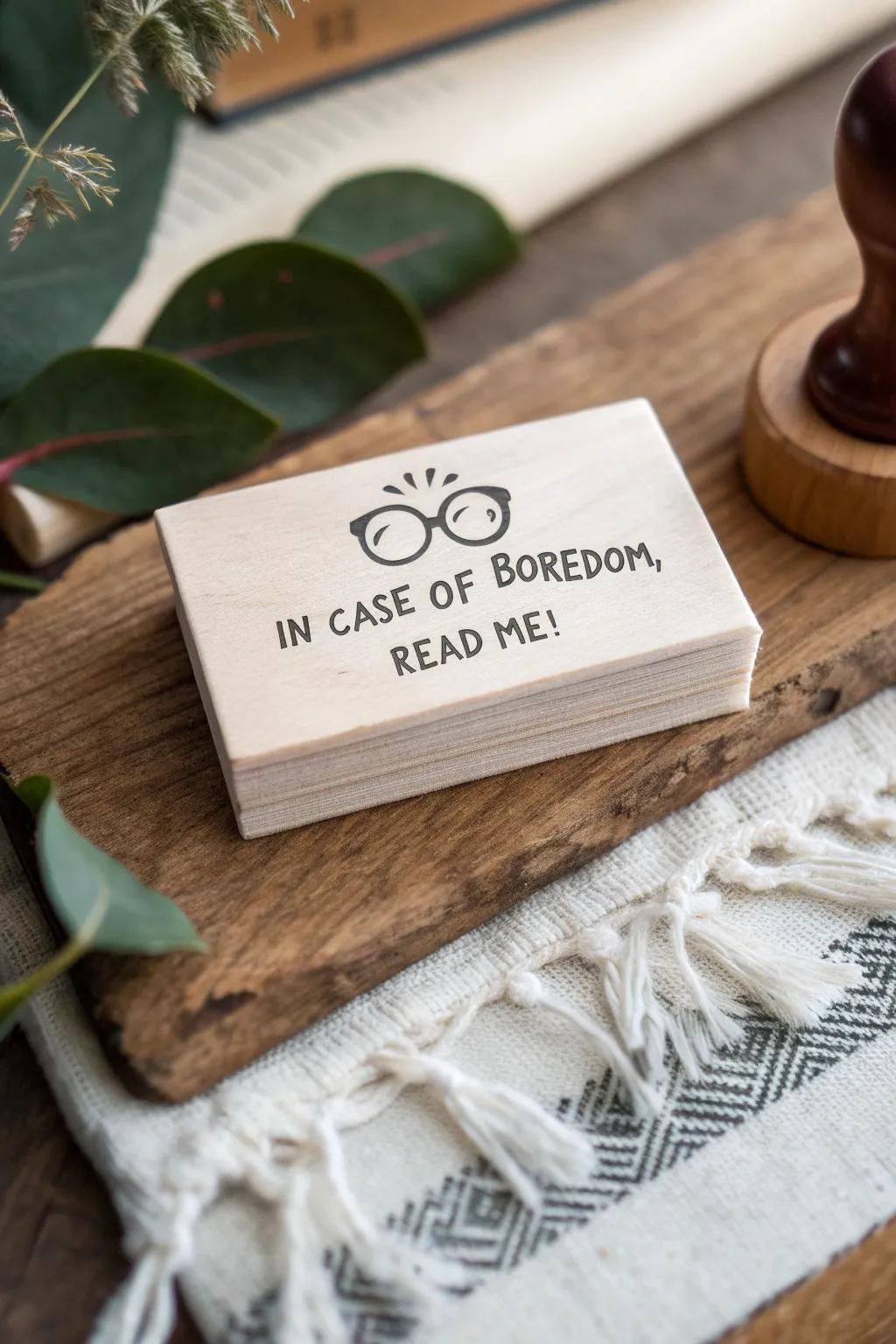 Add a smile to your bookshelf with a humorous custom book stamp!