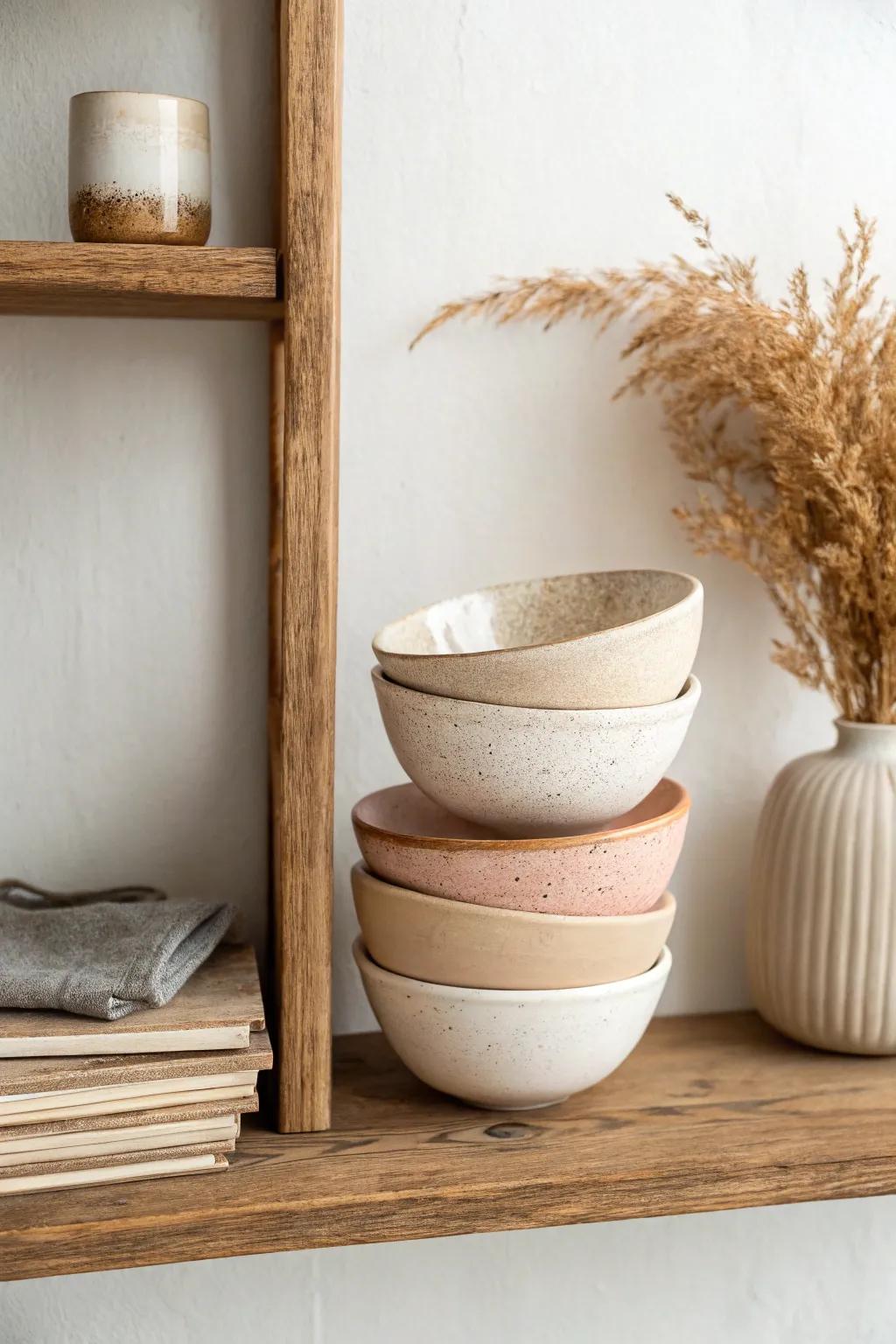 One shelf, one story: a mini bowl collection that makes your bookcase feel curated.