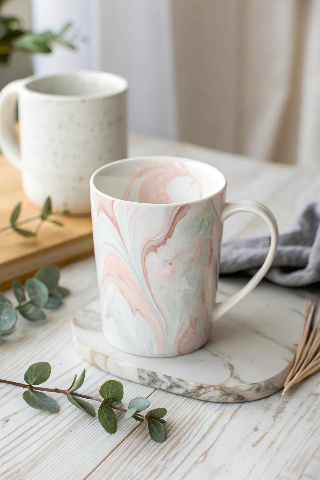 Transform your morning ritual with a touch of artistry. Discover the beauty of handcrafted marble-effect mugs.