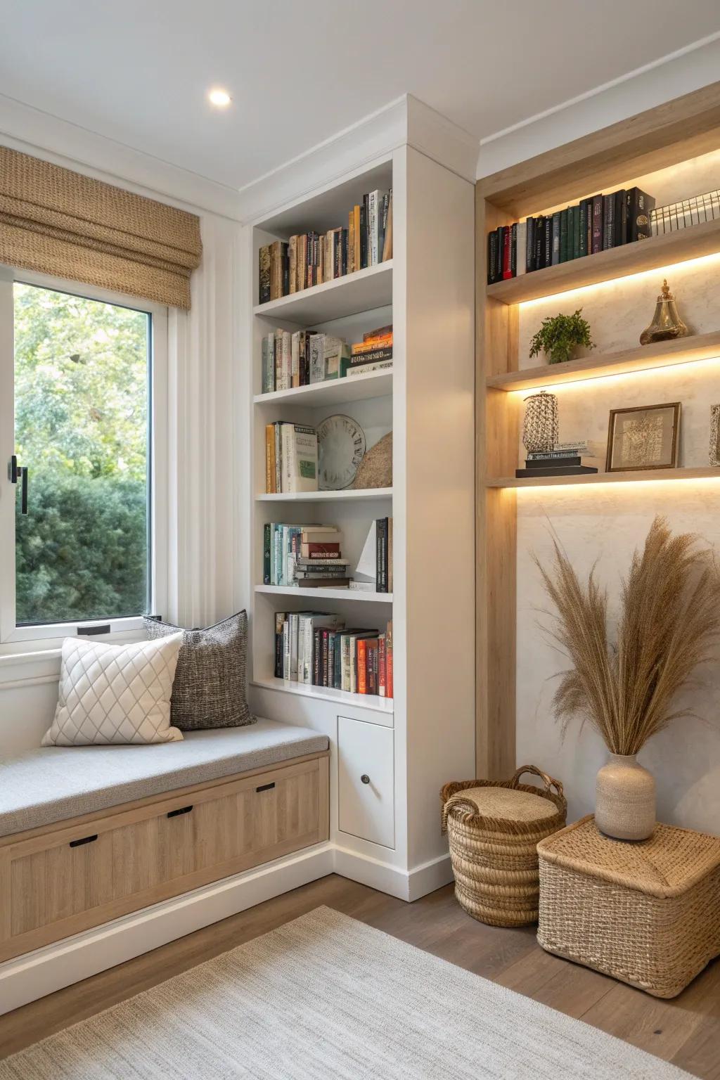 A secret-reading nook: turn a closet corner into a bright, built-in mini library.