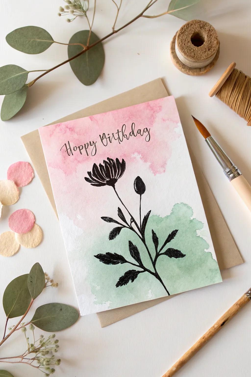 Craft your own magic with painted silhouettes. Simple, elegant, and perfect for heartfelt birthday wishes.