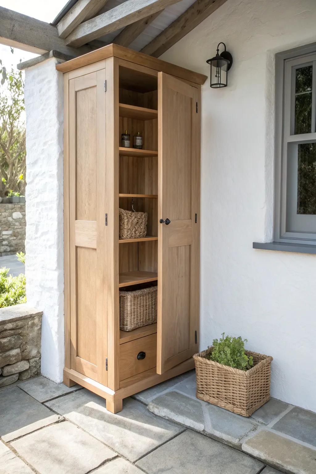 Corner cabinet tower: slim, tall storage that makes every hallway corner feel calm and intentional.