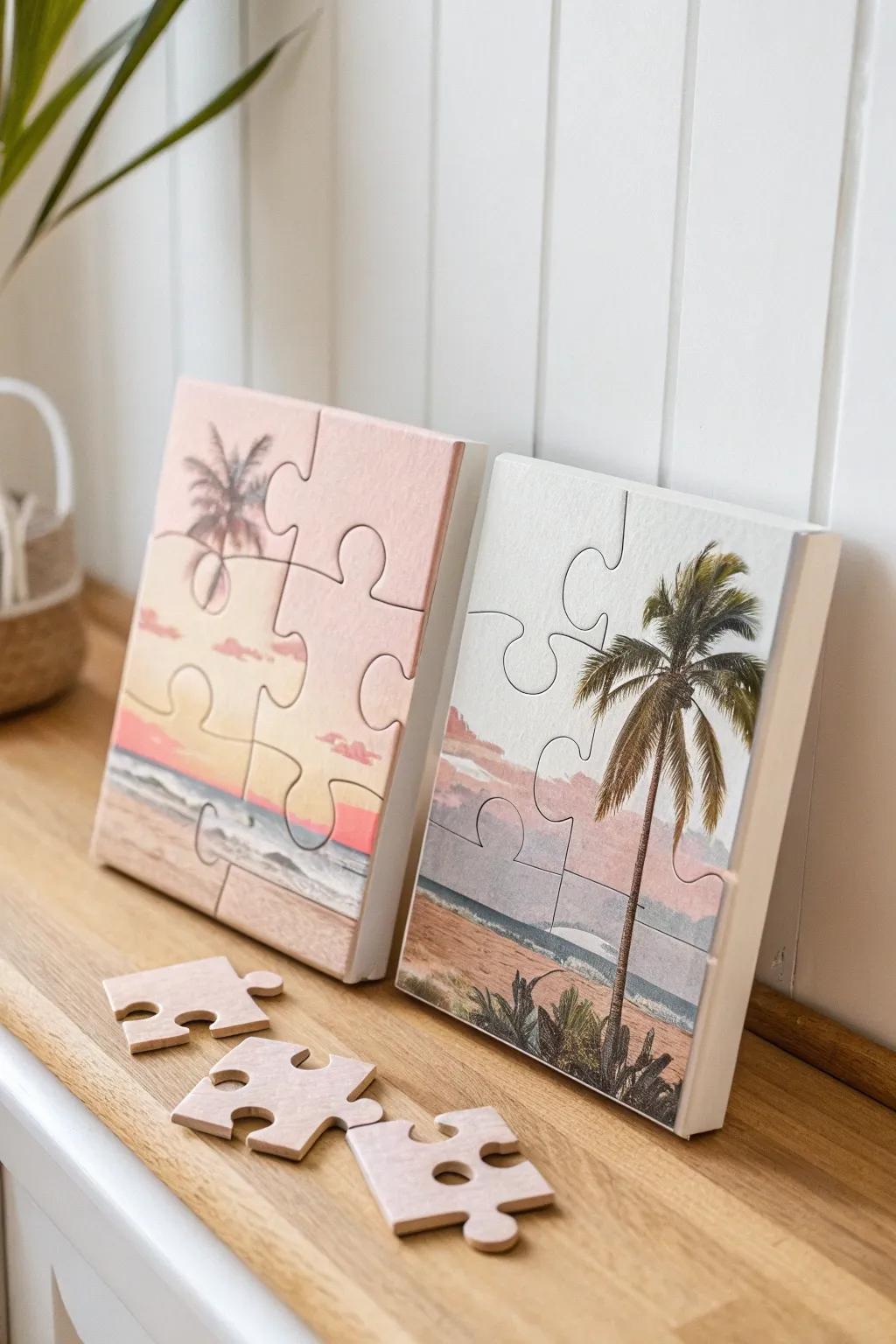 Celebrate your connection with art: create puzzle piece canvases that fit perfectly together.