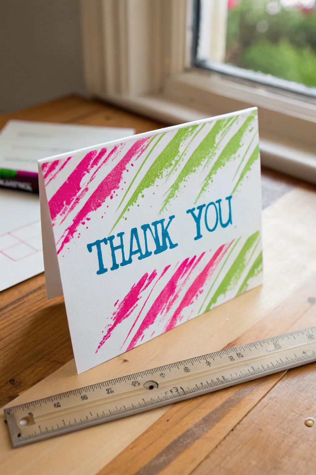 Unleash creativity with neon paint scraping: A fun, simple way to craft thank you cards that mesmerize!
