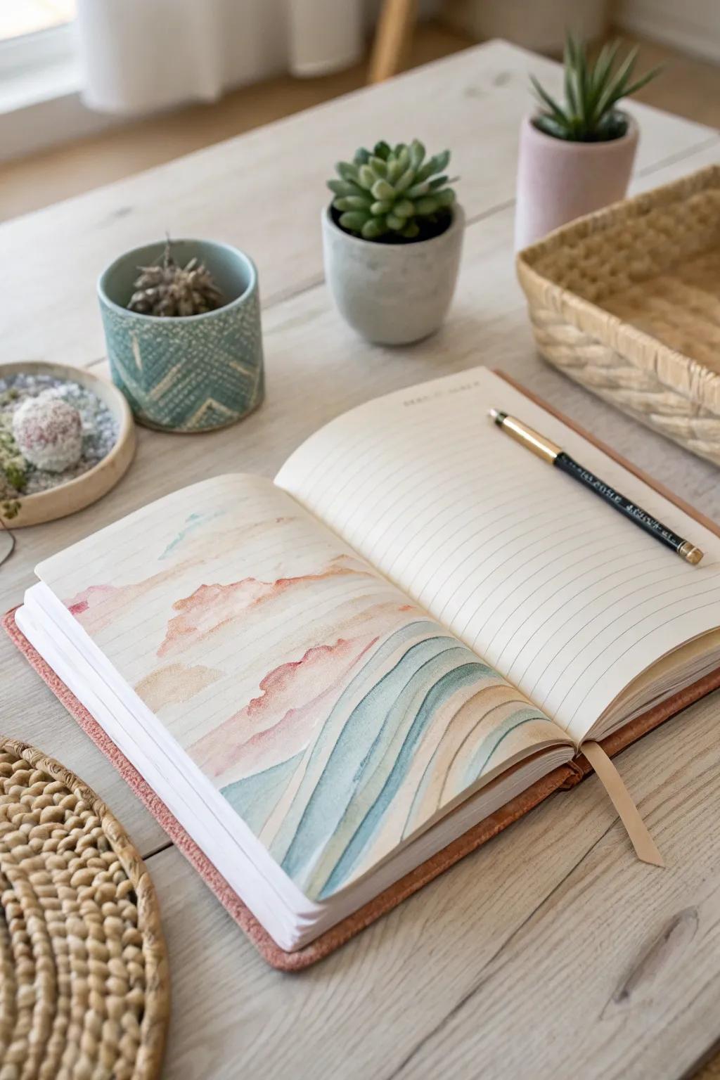 Unleash your creativity with abstract adventures in your journal. Let colors and shapes flow freely, capturing the essence of emotion and imagination.