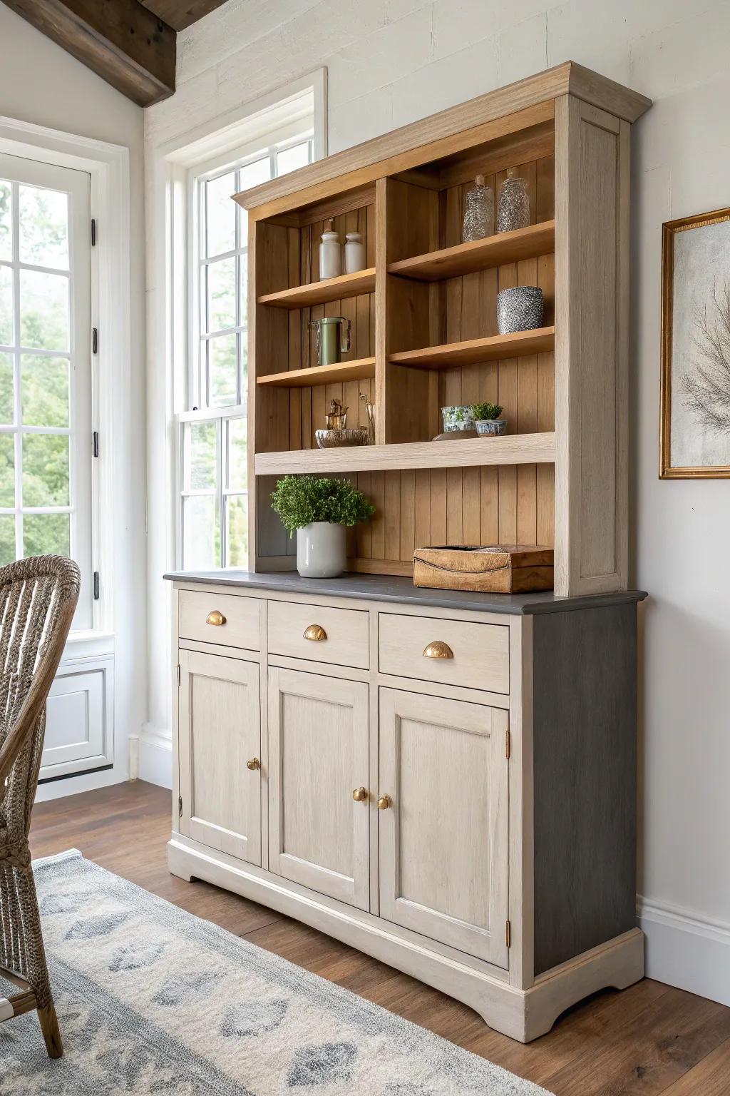 Ombre magic: dark-to-light painted buffet and hutch for a handmade, modern statement.